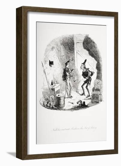 Nicholas Instructs Smike in the Art of Acting, Illustration from 'Nicholas Nickleby' by Charles…-Hablot Knight Browne-Framed Giclee Print
