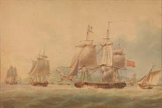 'Third-Class Frigate (70 Cannons), a Fishing Boat and Other Boats off the South Coast of England-Nicholas Pocock-Giclee Print
