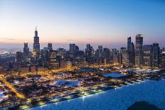 USA, Illinois, Chicago, Dusk View of the Skyline from Lake Michigan-Nick Ledger-Framed Photographic Print