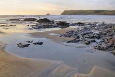 Tide Retreating at Sunset Leaving Tide Pools Among Rocks-Nick Upton-Photographic Print