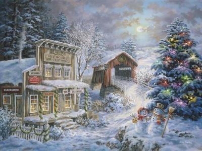 Christmas Cottage I by Nicky Boehme Fine Art Paper Poster (styles > Decorative Art > Holiday Décor > Christmas art) - 16x24x.25