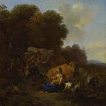 A Man and a Youth Ploughing with Oxen, C. 1650-Nicolaes Berchem-Framed Giclee Print