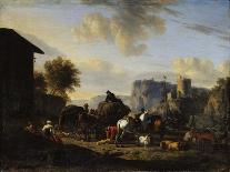 A Man and a Youth Ploughing with Oxen, C. 1650-Nicolaes Berchem-Framed Giclee Print