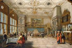 Lazarus at the Door of a Banqueting Hall with Elegant Figures Dining, 1622-Nicolaes de Gyselaer-Framed Giclee Print