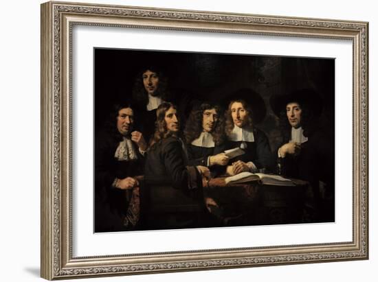 Nicolaes Maes (1634-1693). Dutch Golden Age Painter. Six Deans of the Amsterdam Guild of Surgeons-Nicolaes Maes-Framed Giclee Print