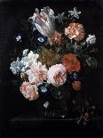 Rose, Tulip, Morning Glory and Other Flowers in a Glass Vase on a Stone Ledge-Nicolaes van Veerendael-Giclee Print