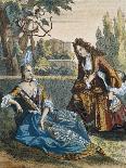 Lady of Quality Playing the Guitar, Fashion Plate, circa 1695-Nicolas Bonnart-Giclee Print