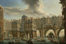 Paris, Boatmen's Joust Between Pont Notre-Dame and Pont Au Change, 1756-Nicolas Jean Baptiste Raguenet-Giclee Print
