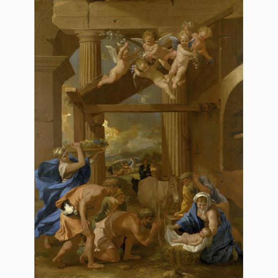 Premium Giclee Print: The Adoration of the Shepherds, C.1633 (Oil on Canvas) by Nicolas Poussin: 24x18in