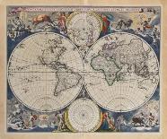 World Map of Lands and Waterways-Nicolas Visscher-Art Print