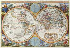 World Map of Lands and Waterways-Nicolas Visscher-Stretched Canvas