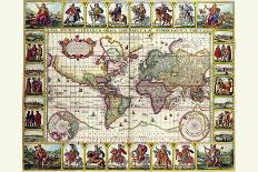 World Map of Lands and Waterways-Nicolas Visscher-Mounted Art Print