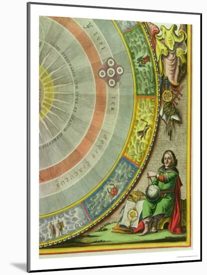 Nicolaus Copernicus, Detail from a Map Showing the Copernican System of Planetary Orbits-Andreas Cellarius-Mounted Giclee Print