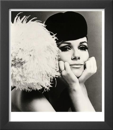 Nicole de la Marge in a Peter Shepherd Velvet Cap, 1965-John French-Framed Art Print