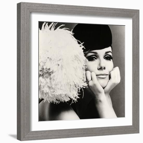 Nicole de la Marge in a Peter Shepherd Velvet Cap, 1965-John French-Framed Premium Giclee Print