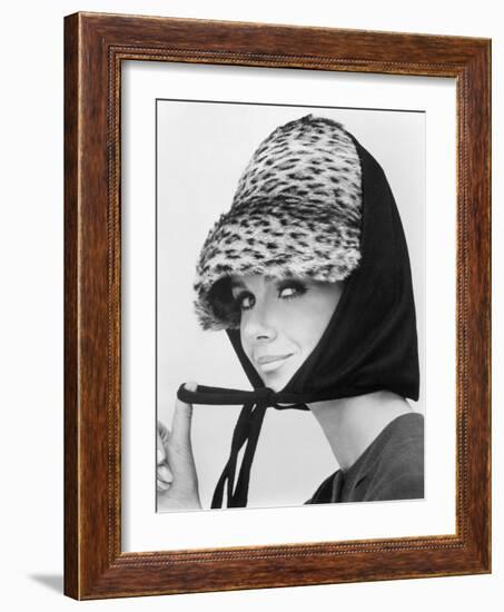 Nicole de la Marge in an Otto Lucas Jersey Scarf over an Ocelot Hat, 1964-John French-Framed Giclee Print