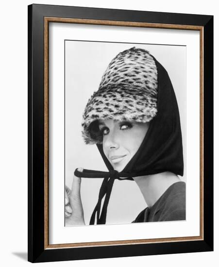 Nicole de la Marge in an Otto Lucas Jersey Scarf over an Ocelot Hat, 1964-John French-Framed Giclee Print