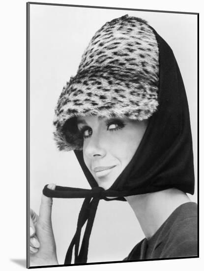 Nicole de la Marge in an Otto Lucas Jersey Scarf over an Ocelot Hat, 1964-John French-Mounted Giclee Print