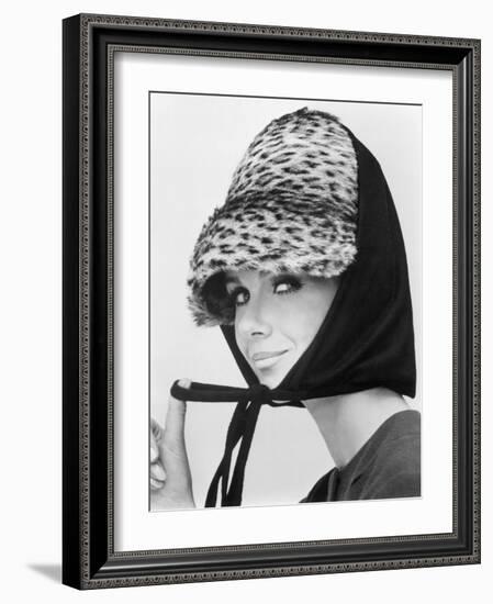 Nicole de la Marge in an Otto Lucas Jersey Scarf over an Ocelot Hat, 1964-John French-Framed Giclee Print