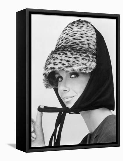 Nicole de la Marge in an Otto Lucas Jersey Scarf over an Ocelot Hat, 1964-John French-Framed Premier Image Canvas