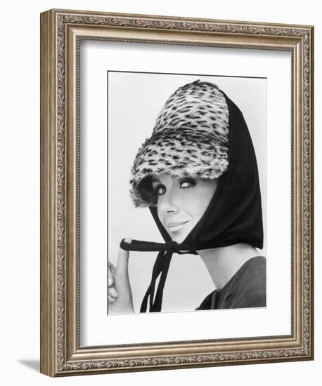 Nicole de la Marge in an Otto Lucas Jersey Scarf over an Ocelot Hat, 1964-John French-Framed Giclee Print