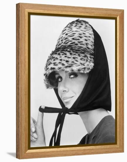 Nicole de la Marge in an Otto Lucas Jersey Scarf over an Ocelot Hat, 1964-John French-Framed Premier Image Canvas