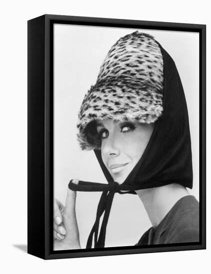 Nicole de la Marge in an Otto Lucas Jersey Scarf over an Ocelot Hat, 1964-John French-Framed Premier Image Canvas