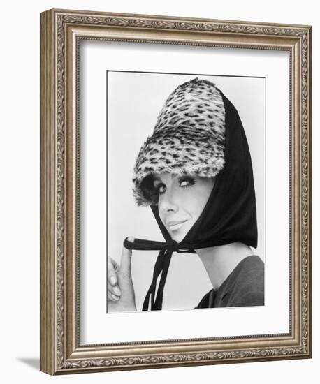 Nicole de la Marge in an Otto Lucas Jersey Scarf over an Ocelot Hat, 1964-John French-Framed Giclee Print