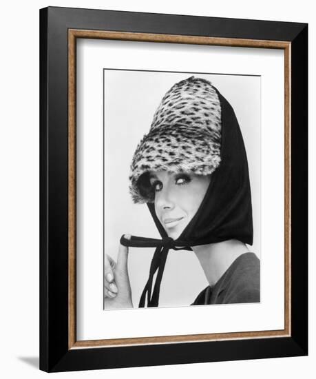 Nicole de la Marge in an Otto Lucas Jersey Scarf over an Ocelot Hat, 1964-John French-Framed Giclee Print