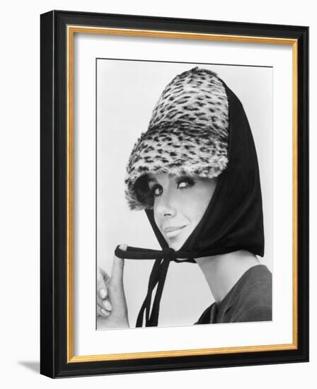 Nicole de la Marge in an Otto Lucas Jersey Scarf over an Ocelot Hat, 1964-John French-Framed Giclee Print