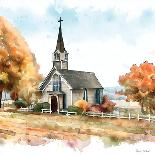 Countryside Autumn Church I-Nicole DeCamp-Art Print