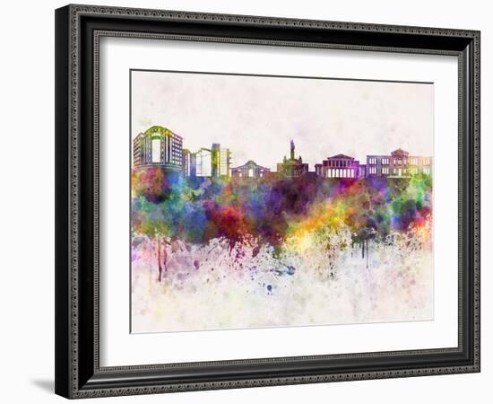 Nicosia Skyline in Watercolor Background-paulrommer-Framed Art Print