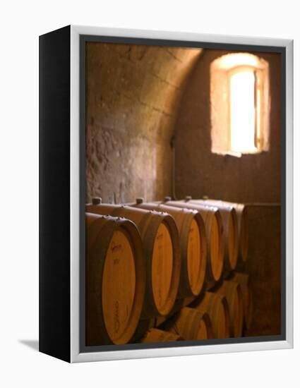 Niebaum-Coppola Estate Winery Wine Cellar, Rutherford, Napa Valley, California-Walter Bibikow-Framed Premier Image Canvas