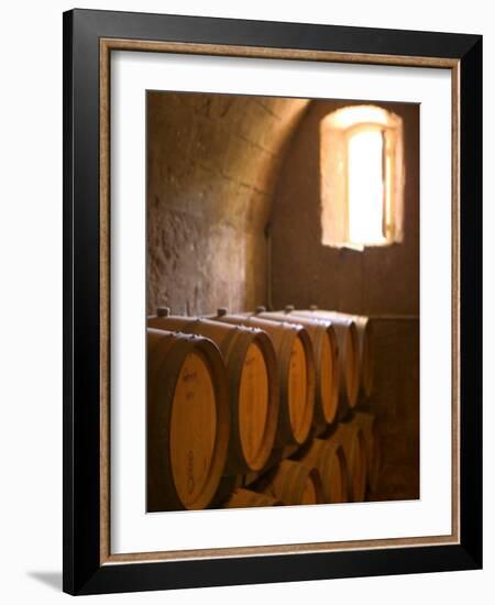 Niebaum-Coppola Estate Winery Wine Cellar, Rutherford, Napa Valley, California-Walter Bibikow-Framed Photographic Print