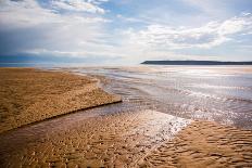 Autumn Sunlight at Three Cliffs Bay, Gower, South Wales, UK-Nigel John-Photographic Print