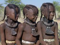 Three Young Girls, their Bodies Lightly Smeared with Red Ochre Mixture, Namibia-Nigel Pavitt-Photographic Print