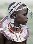 White Beadwork and Circular Scar on Cheek of This Maasai Girl, from the Kisongo Group-Nigel Pavitt-Photographic Print