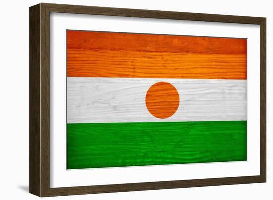 Niger Flag Design with Wood Patterning - Flags of the World Series-Philippe Hugonnard-Framed Premium Giclee Print