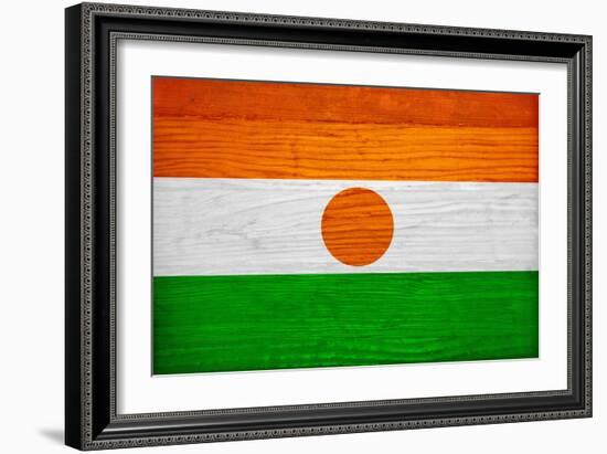 Niger Flag Design with Wood Patterning - Flags of the World Series-Philippe Hugonnard-Framed Premium Giclee Print
