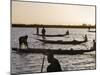 Niger Inland Delta, at Dusk, Bozo Fishermen Fish with Nets in the Niger River Just North of Mopti, -Nigel Pavitt-Mounted Photographic Print