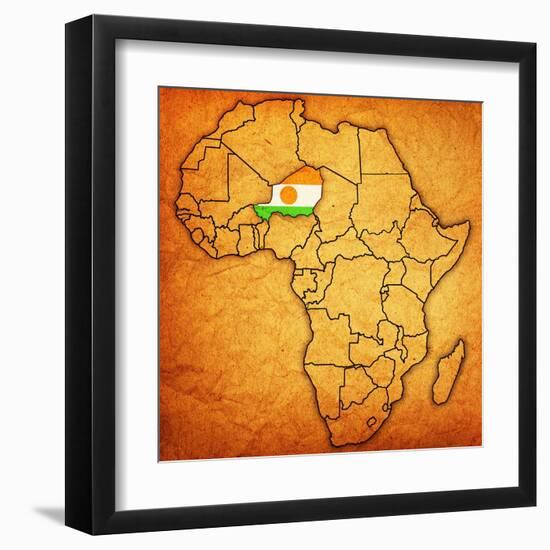 Niger on Actual Map of Africa-michal812-Framed Art Print