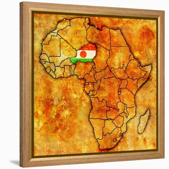 Niger on Actual Map of Africa-michal812-Framed Stretched Canvas