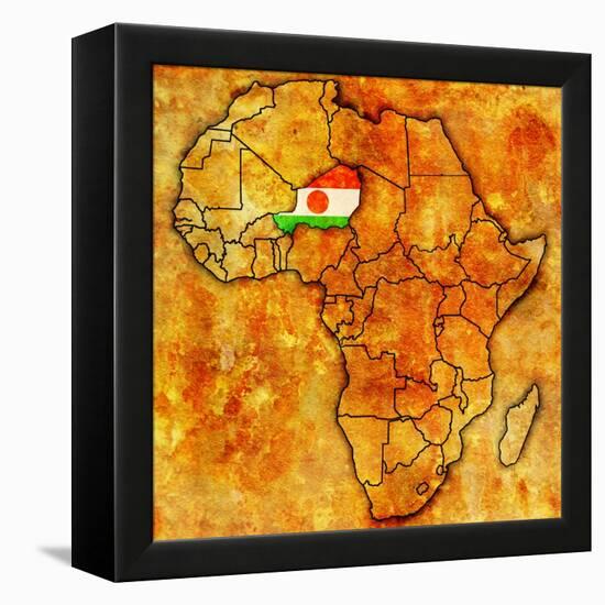 Niger on Actual Map of Africa-michal812-Framed Stretched Canvas