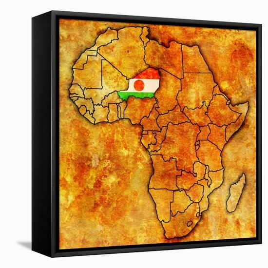 Niger on Actual Map of Africa-michal812-Framed Stretched Canvas