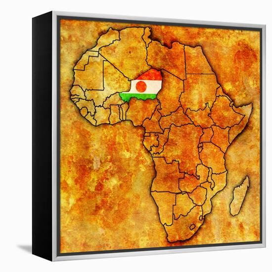 Niger on Actual Map of Africa-michal812-Framed Stretched Canvas