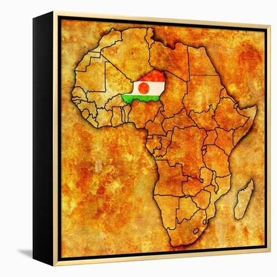 Niger on Actual Map of Africa-michal812-Framed Stretched Canvas