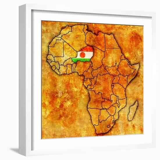 Niger on Actual Map of Africa-michal812-Framed Art Print