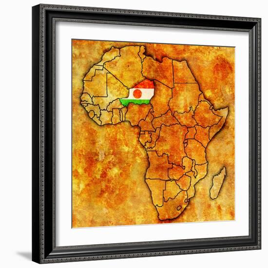 Niger on Actual Map of Africa-michal812-Framed Art Print