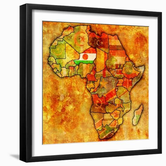 Niger on Actual Map of Africa-michal812-Framed Art Print