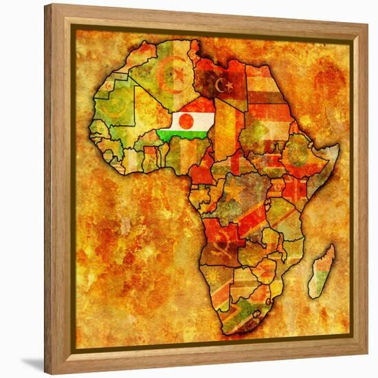 Niger on Actual Map of Africa-michal812-Framed Stretched Canvas